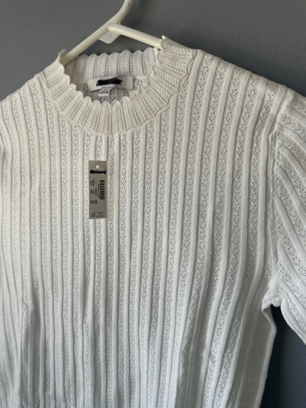 Madewell NWT Pointelle-Stitch Mockneck Sweater Tee white women’s small - Picture 7 of 10